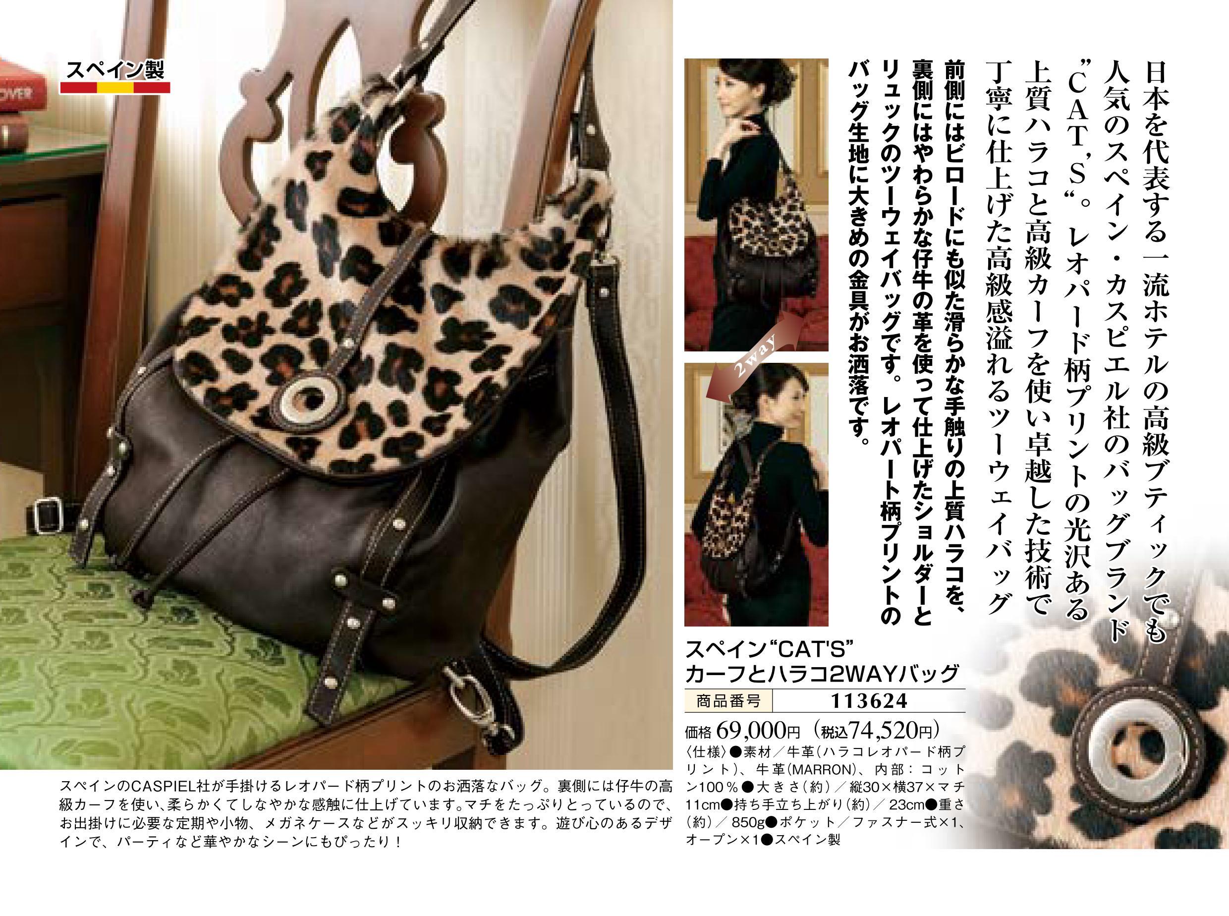 スペイン“CAT’S”カーフとハラコ2WAYバッグ