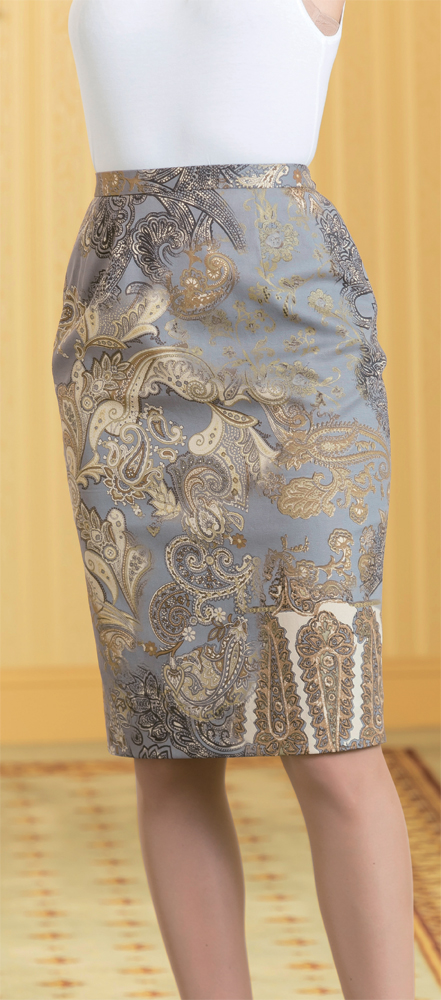 銀座”K-LAX”イタリア「ネオセタ社」製生地使用　ペイズリー柄ストレッチスカート